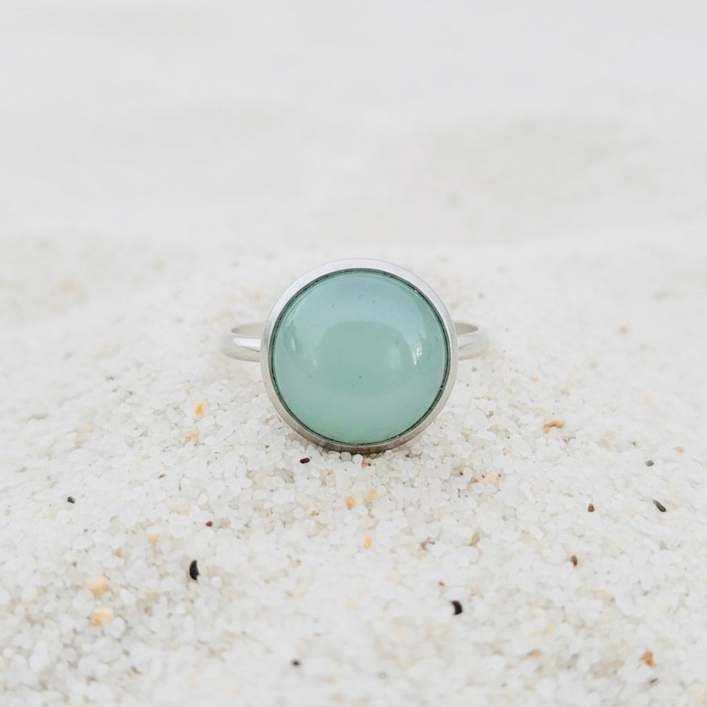 Collectie verstelbare ringen met ronde edelstenen van 10mm in zilver hypoallergeen roestvrij staal