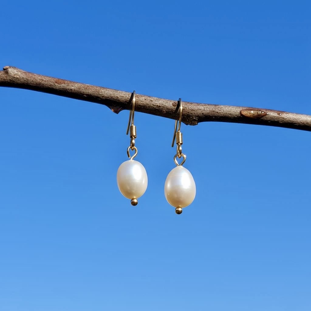 Zoetwaterpareloorbellen met hypoallergene RVS oorhaakjes