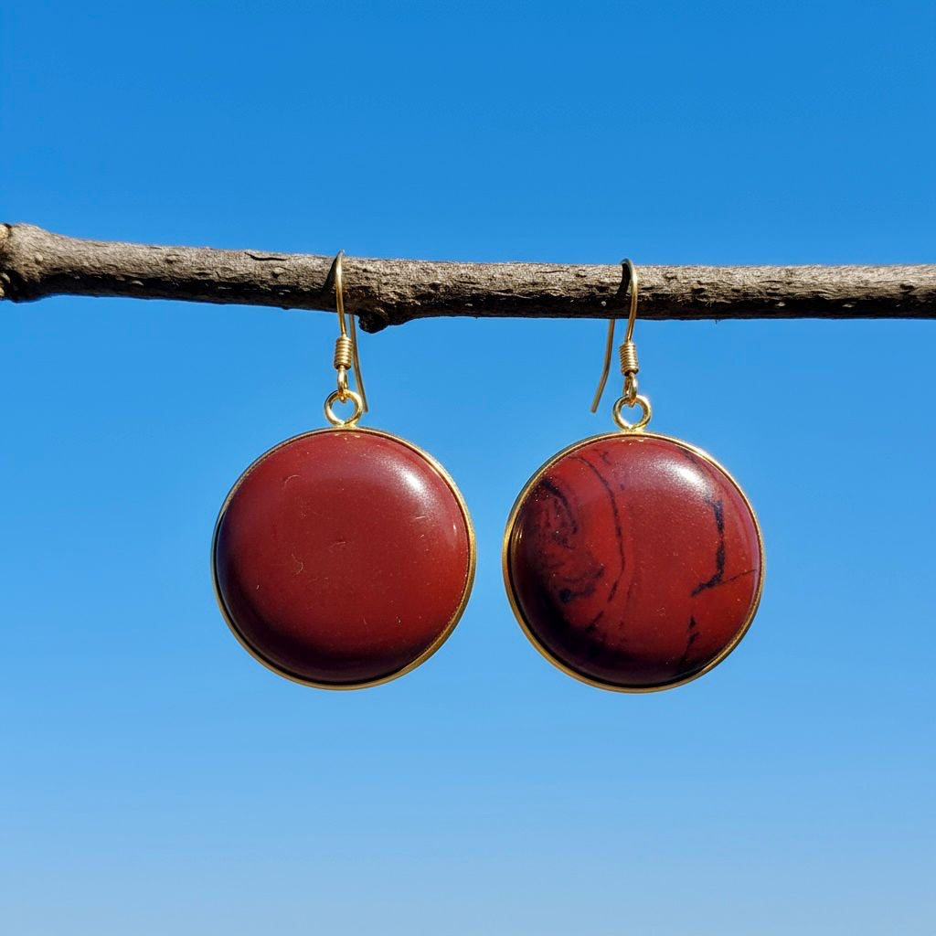 Collectie oorbellen met grote ronde edelstenen in goud roestvrij staal