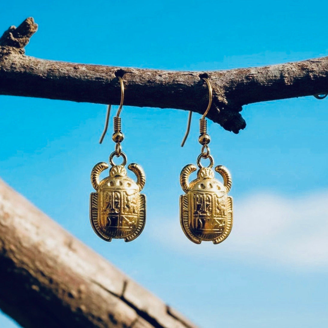 Egyptische scarabeeën in goud roestvrij staal