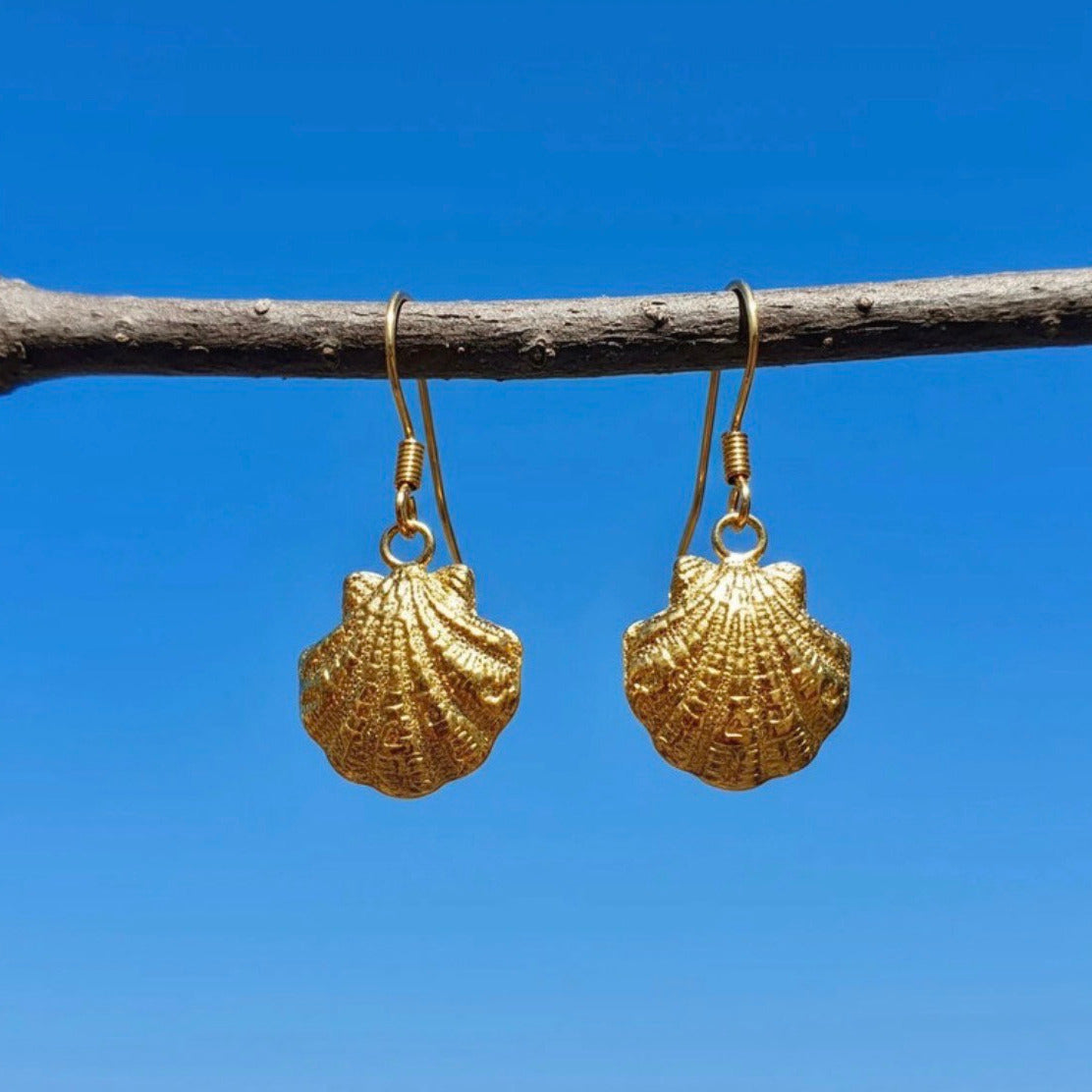 Schelpoorbellen in goud roestvrij staal