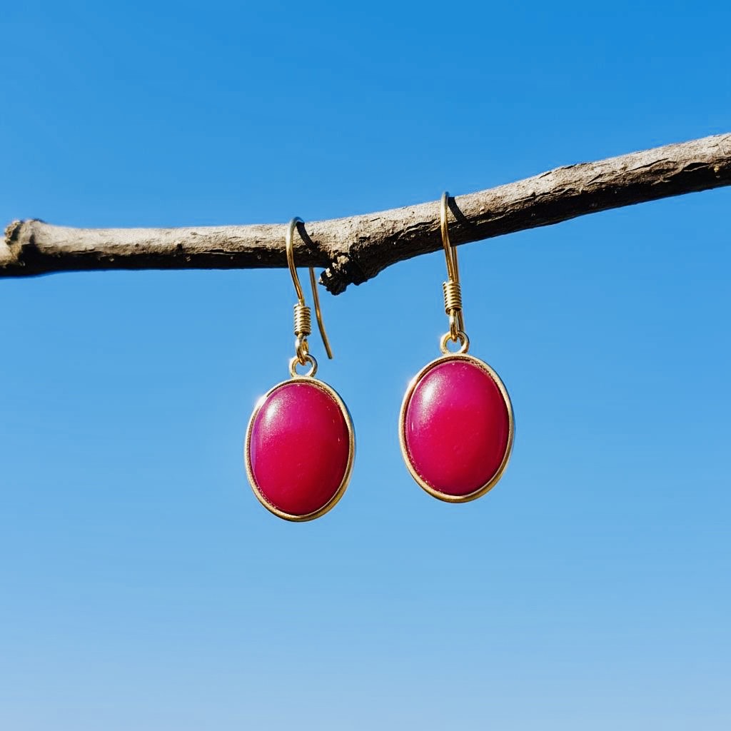 Collectie ovale oorbellen met edelstenen in goud hypoallergeen roestvrij staal