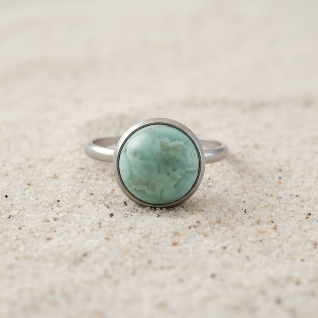 Collectie verstelbare ringen met ronde edelstenen van 10mm in zilver hypoallergeen roestvrij staal