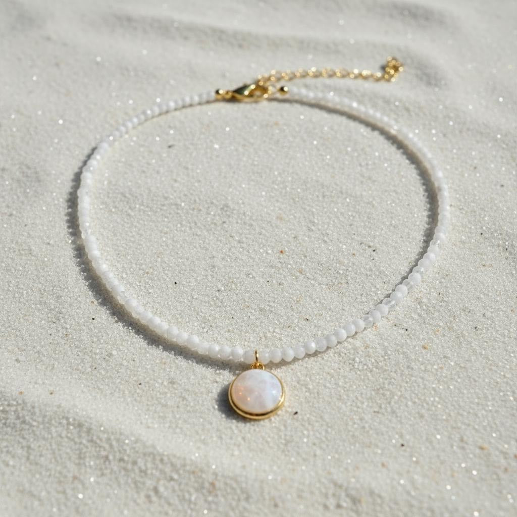 Maansteen ketting met hanger met maansteen