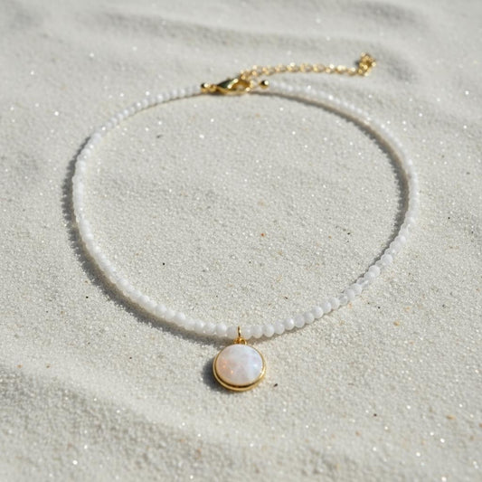 Maansteen ketting met hanger met maansteen