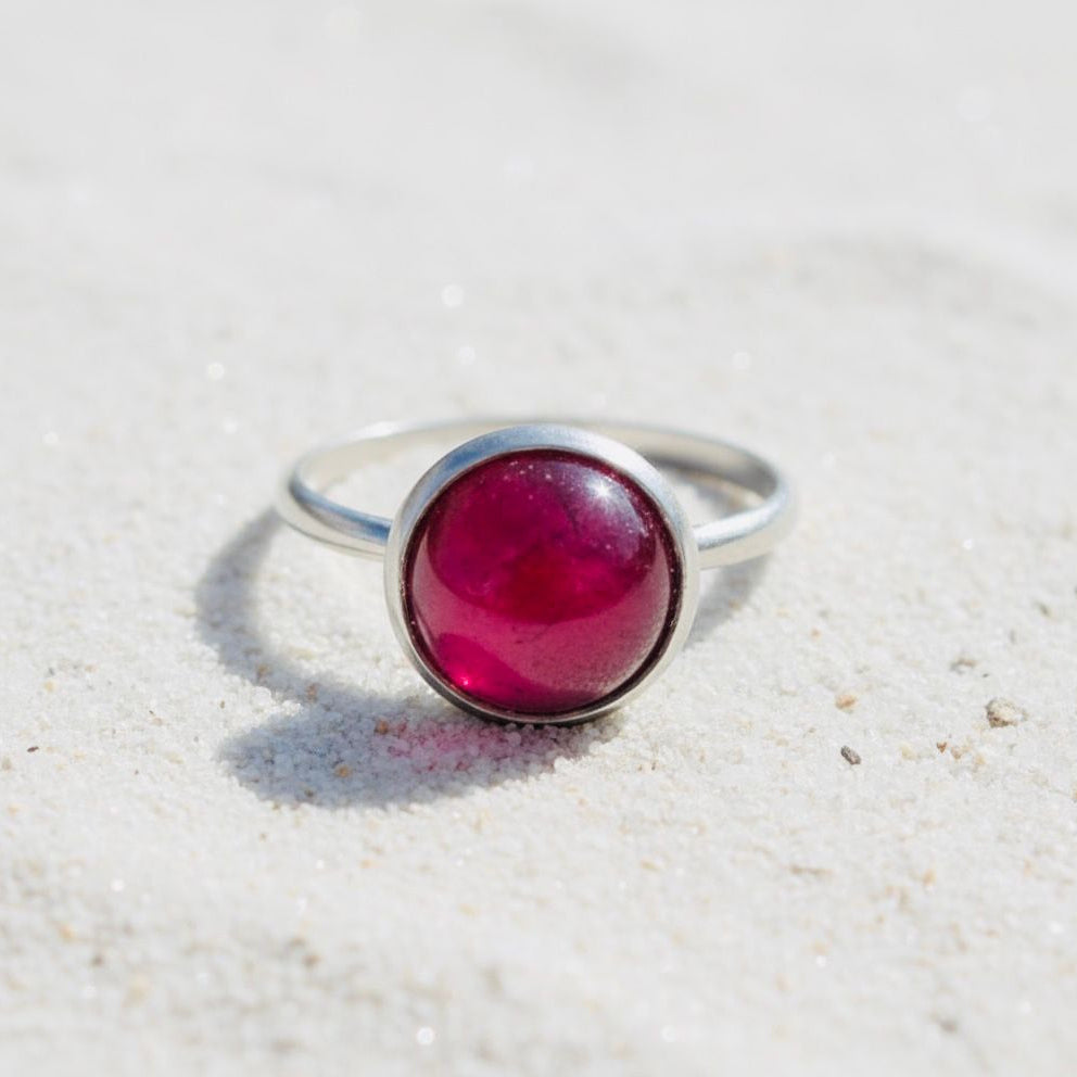 Collectie verstelbare ringen met ronde edelstenen van 10mm in zilver hypoallergeen roestvrij staal