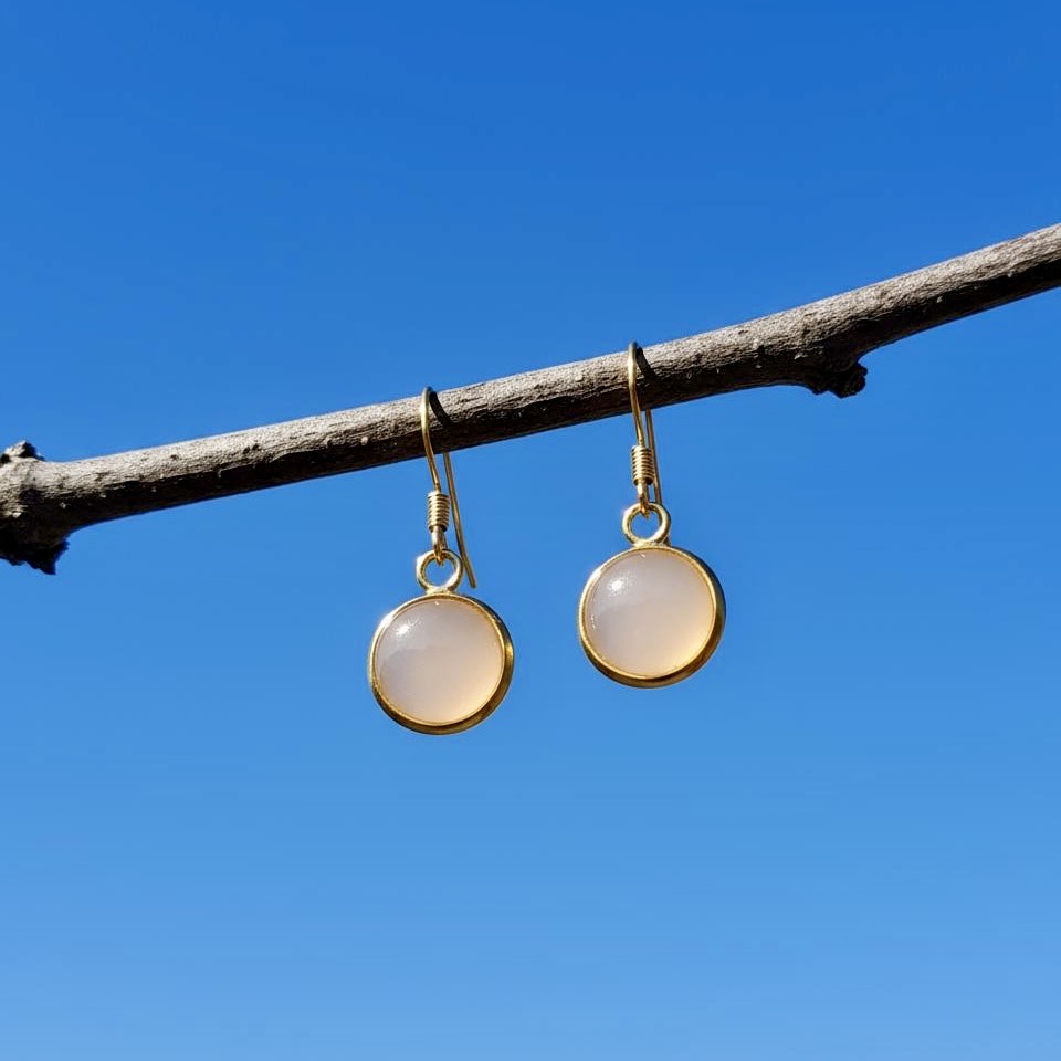 Collectie oorbellen met 10mm ronde edelstenen in goud hypoallergeen roestvrij staal