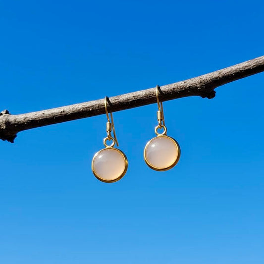 Collectie oorbellen met 10mm ronde edelstenen in goud hypoallergeen roestvrij staal