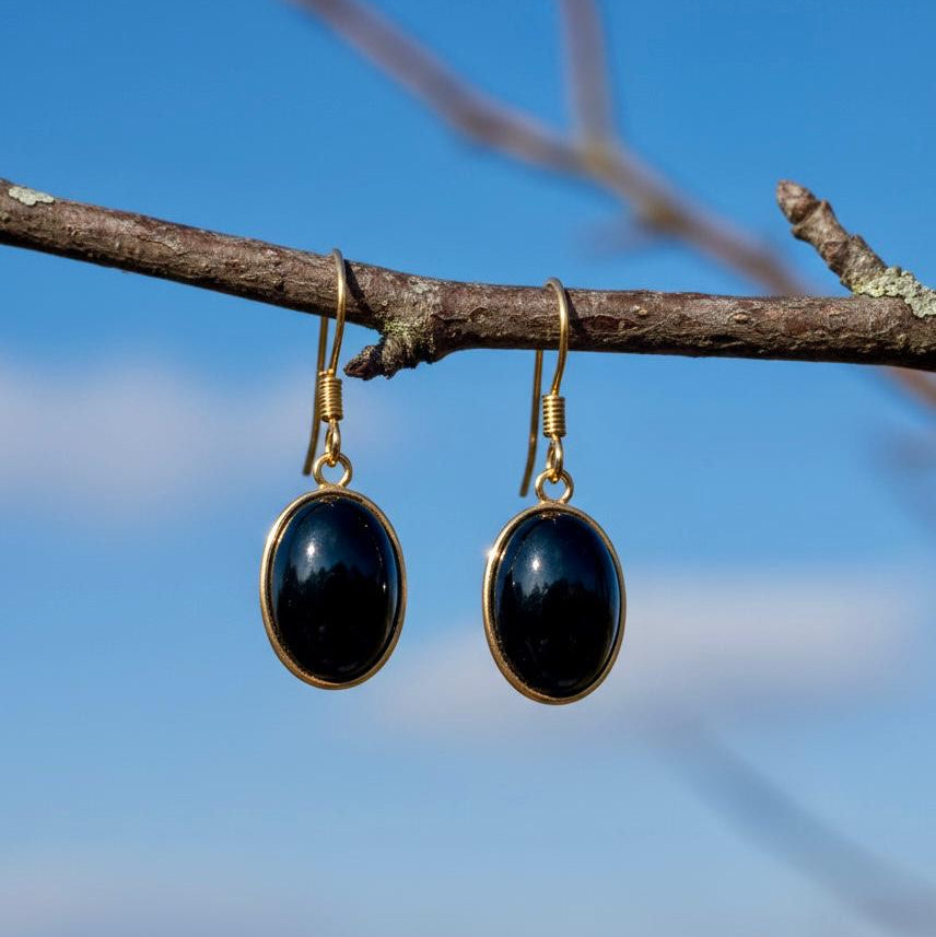 Collectie ovale oorbellen met edelstenen in goud hypoallergeen roestvrij staal