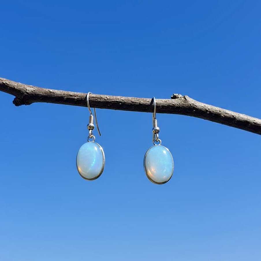 Collectie ovale oorbellen edelstenen in zilver hypoallergeen roestvrij staal