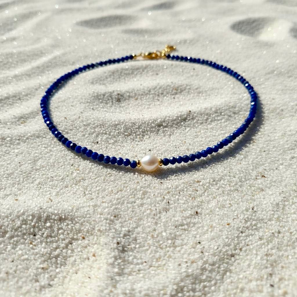 Lapis lazuli ketting met zoetwaterparel