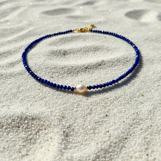 Lapis lazuli ketting met zoetwaterparel