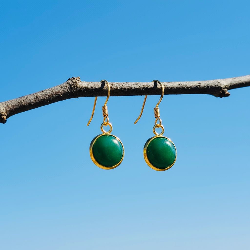 Collectie oorbellen met 10mm ronde edelstenen in goud hypoallergeen roestvrij staal