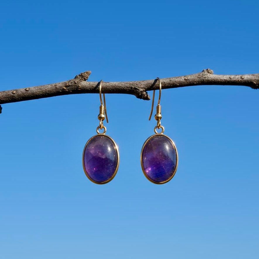 Collectie ovale oorbellen met edelstenen in goud hypoallergeen roestvrij staal