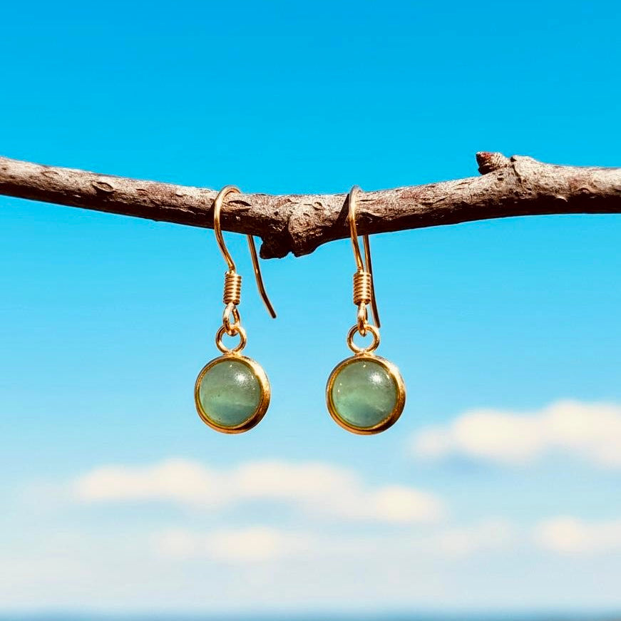 Collectie minimalistische oorbellen met ronde 6mm edelstenen in goud hypoallergeen roestvrij staal