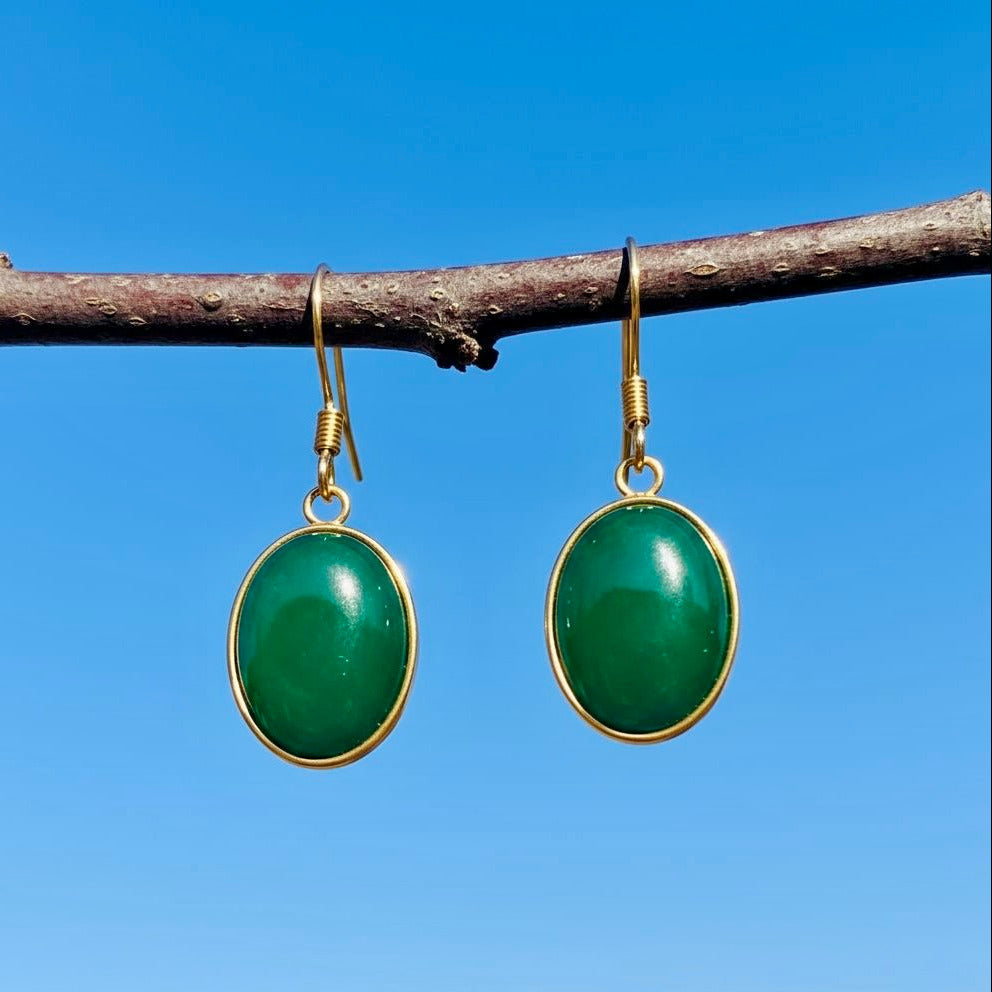 Collectie ovale oorbellen met edelstenen in goud hypoallergeen roestvrij staal