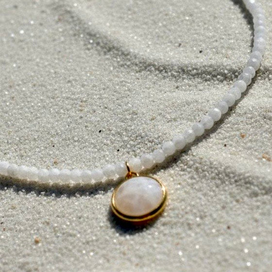 Maansteen ketting met hanger met maansteen