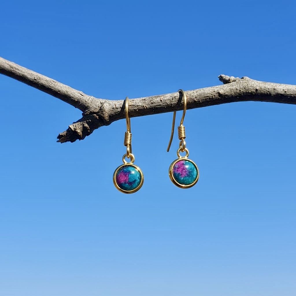 Collectie minimalistische oorbellen met ronde 6mm edelstenen in goud hypoallergeen roestvrij staal