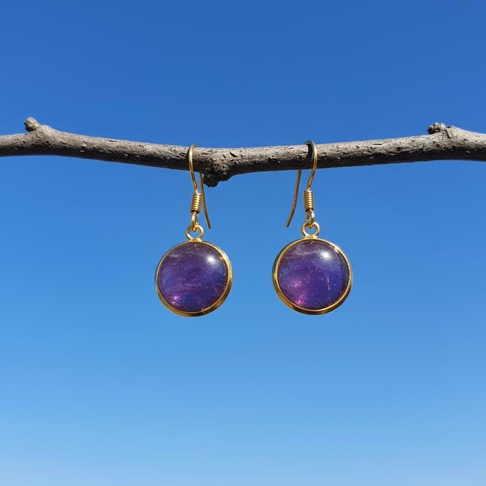 Collectie oorbellen met ronde 12mm edelstenen in goud hypoallergeen roestvrij staal