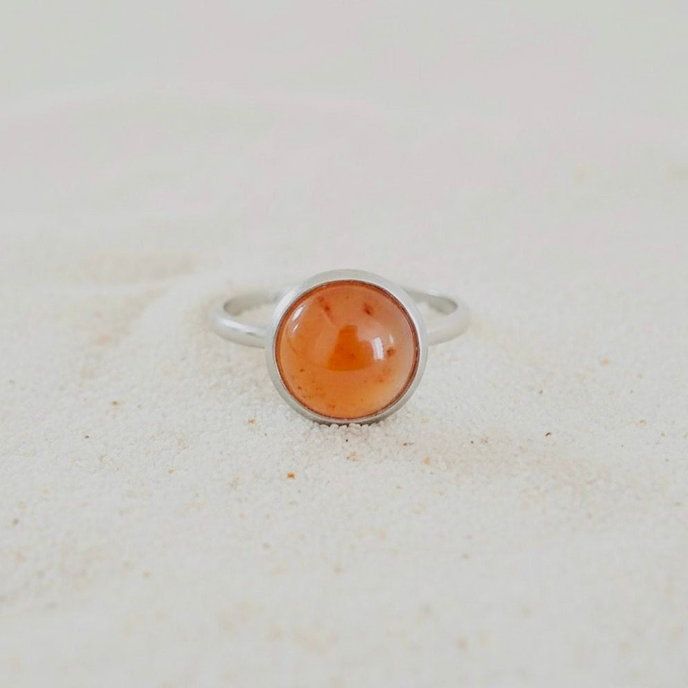 Collectie verstelbare ringen met ronde edelstenen van 10mm in zilver hypoallergeen roestvrij staal