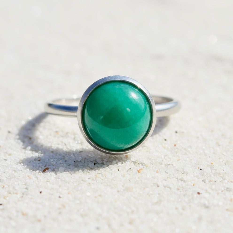 Collectie verstelbare ringen met ronde edelstenen van 10mm in zilver hypoallergeen roestvrij staal