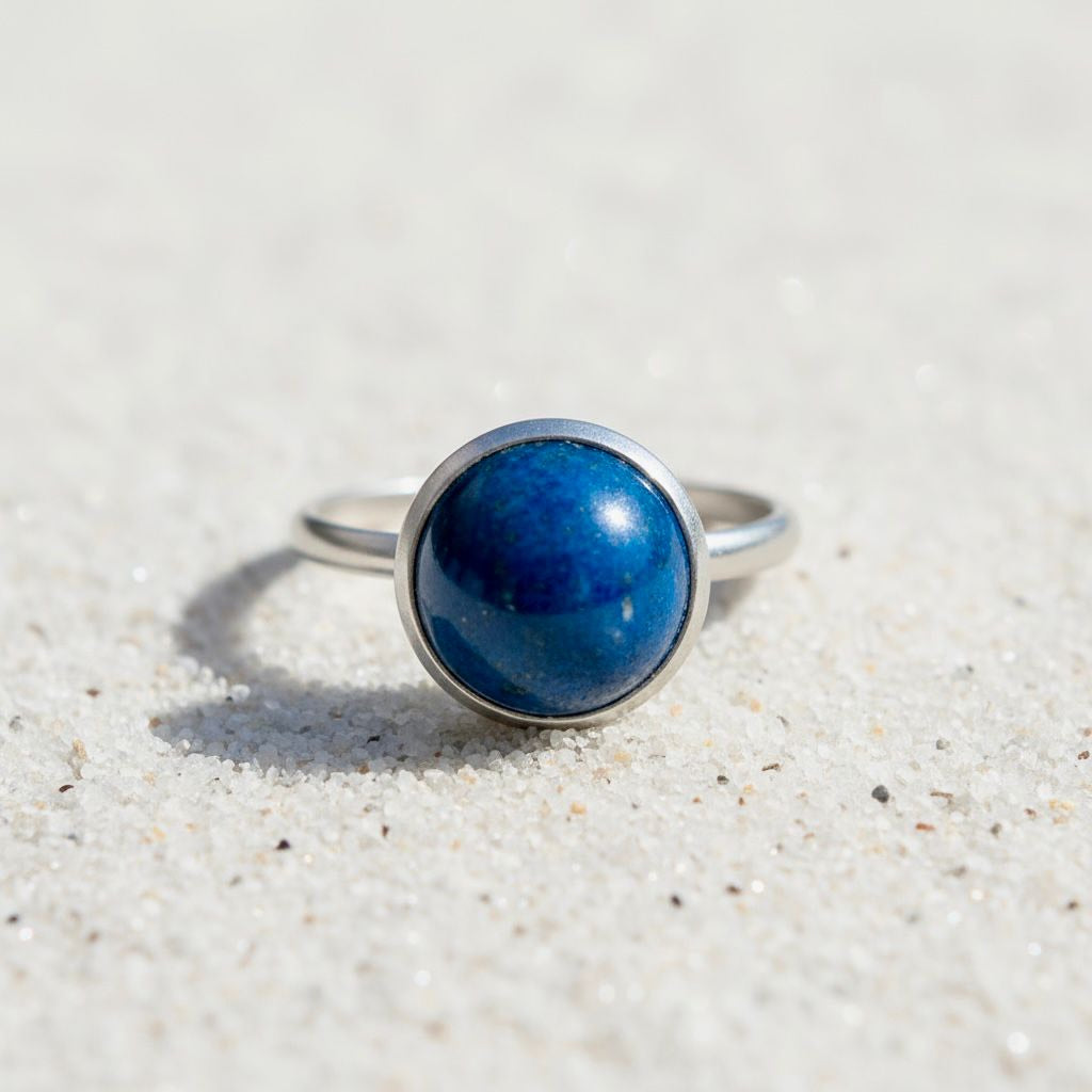 Collectie verstelbare ringen met ronde edelstenen van 10mm in zilver hypoallergeen roestvrij staal