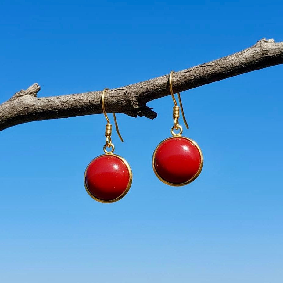 Collectie oorbellen met ronde 12mm edelstenen in goud hypoallergeen roestvrij staal