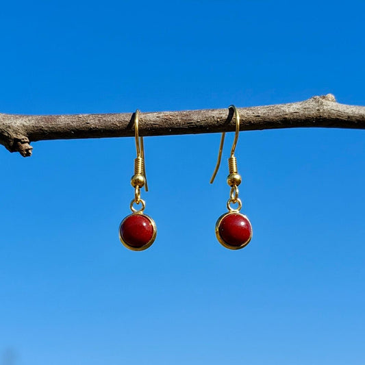 Collectie minimalistische oorbellen met ronde 6mm edelstenen in goud hypoallergeen roestvrij staal