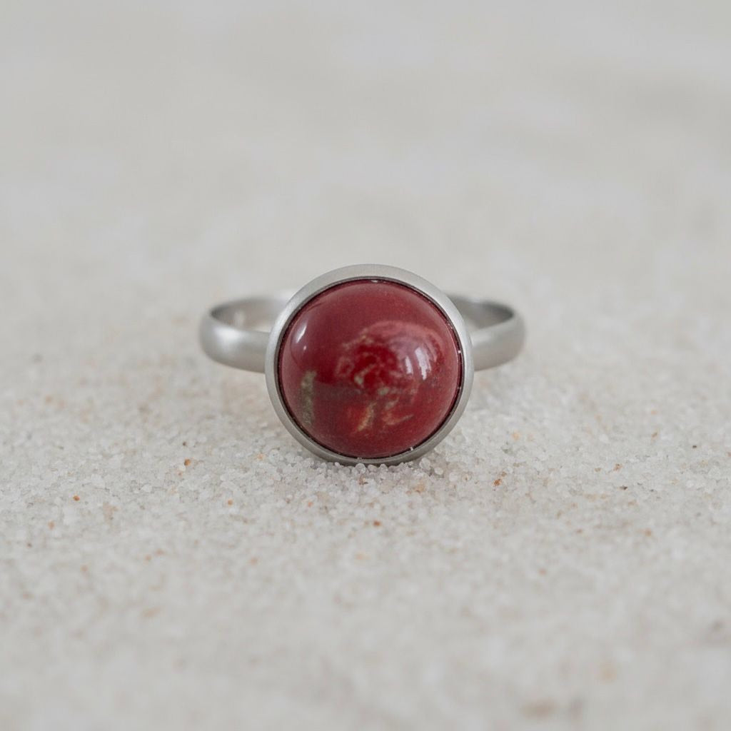 Collectie verstelbare ringen met ronde edelstenen van 10mm in zilver hypoallergeen roestvrij staal