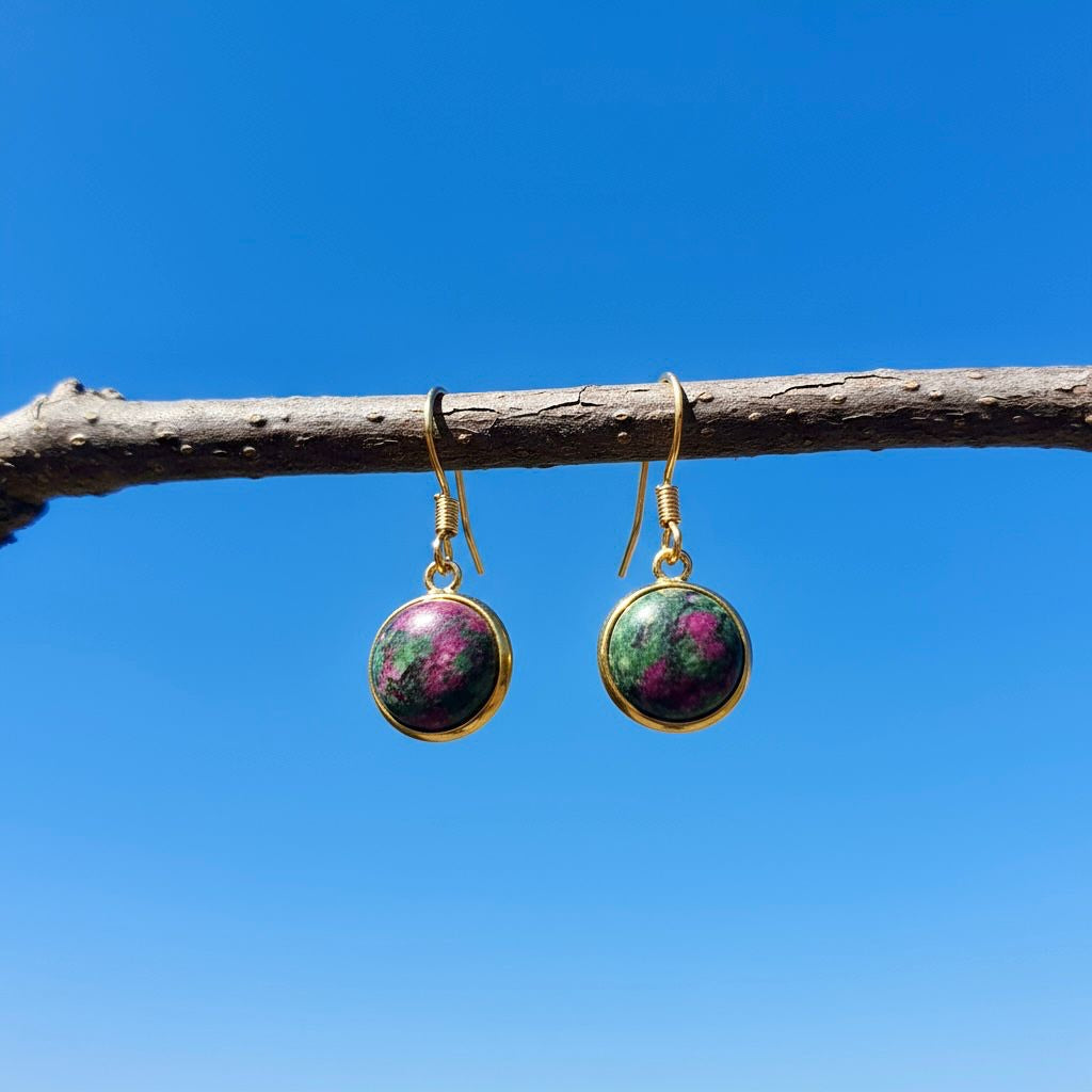 Collectie oorbellen met 10mm ronde edelstenen in goud hypoallergeen roestvrij staal