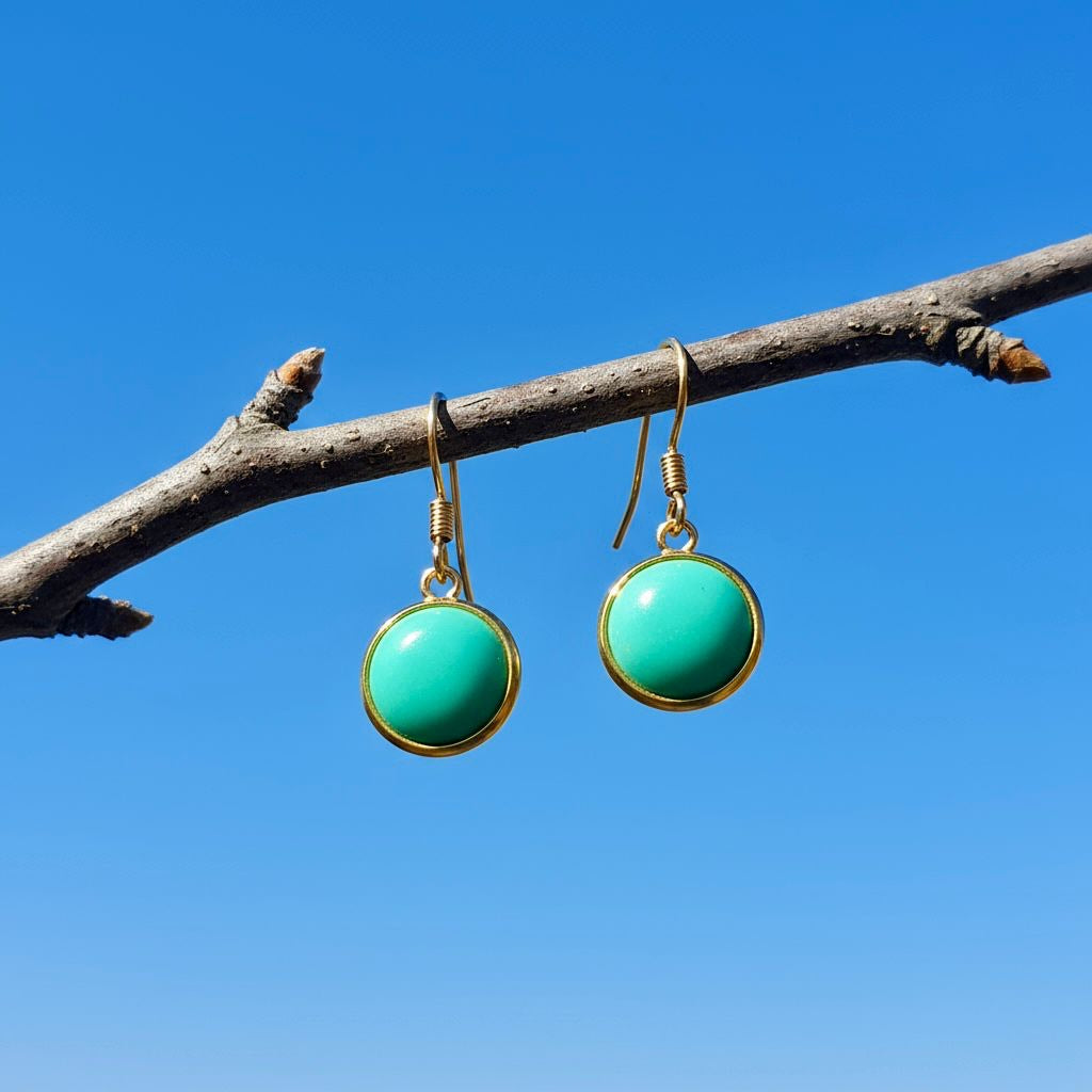 Collectie oorbellen met 10mm ronde edelstenen in goud hypoallergeen roestvrij staal