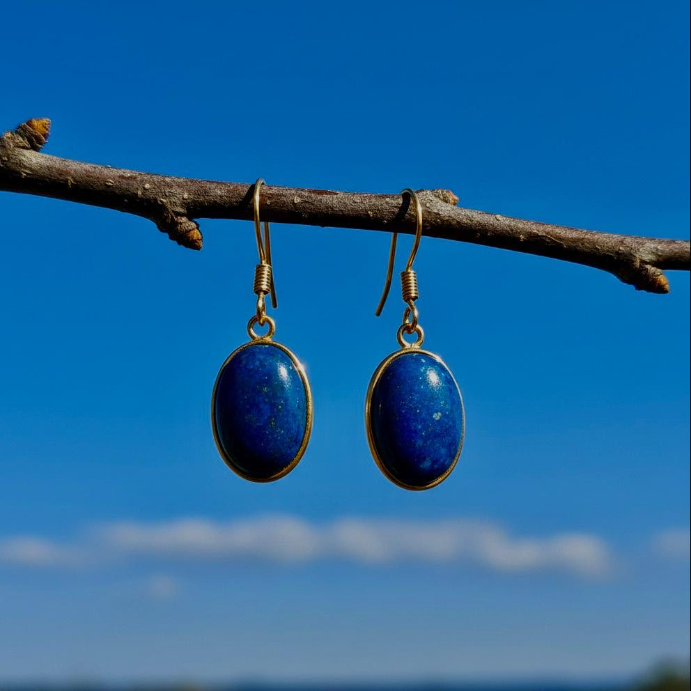 Collectie ovale oorbellen met edelstenen in goud hypoallergeen roestvrij staal