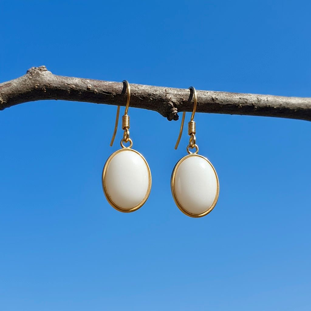 Collectie ovale oorbellen met edelstenen in goud hypoallergeen roestvrij staal