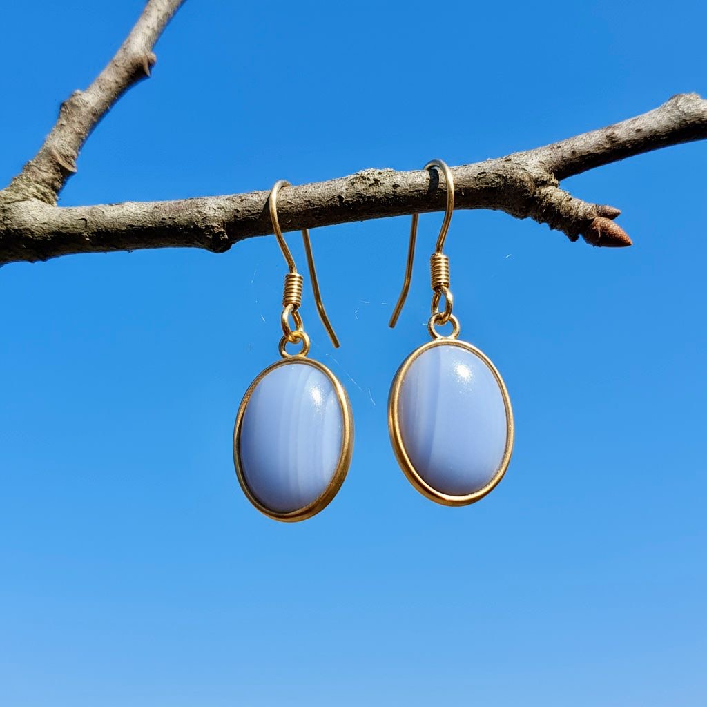 Collectie ovale oorbellen met edelstenen in goud hypoallergeen roestvrij staal