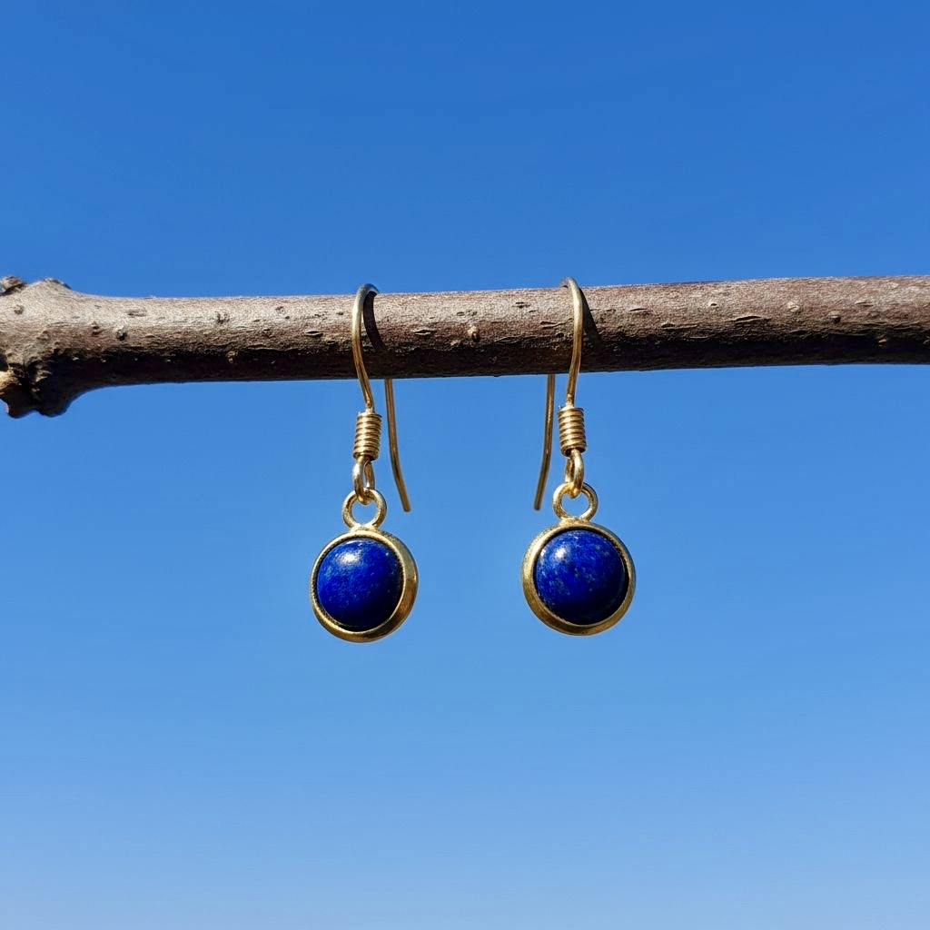 Collectie minimalistische oorbellen met ronde 6mm edelstenen in goud hypoallergeen roestvrij staal