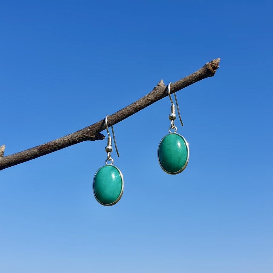 Collectie ovale oorbellen edelstenen in zilver hypoallergeen roestvrij staal