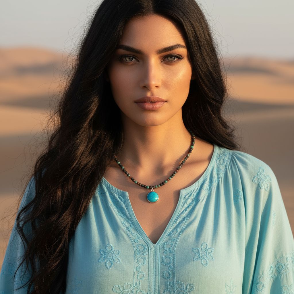 Afrikaanse turquoise ketting met turquoise hanger