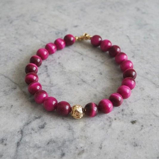 Roze tijgeroog armband