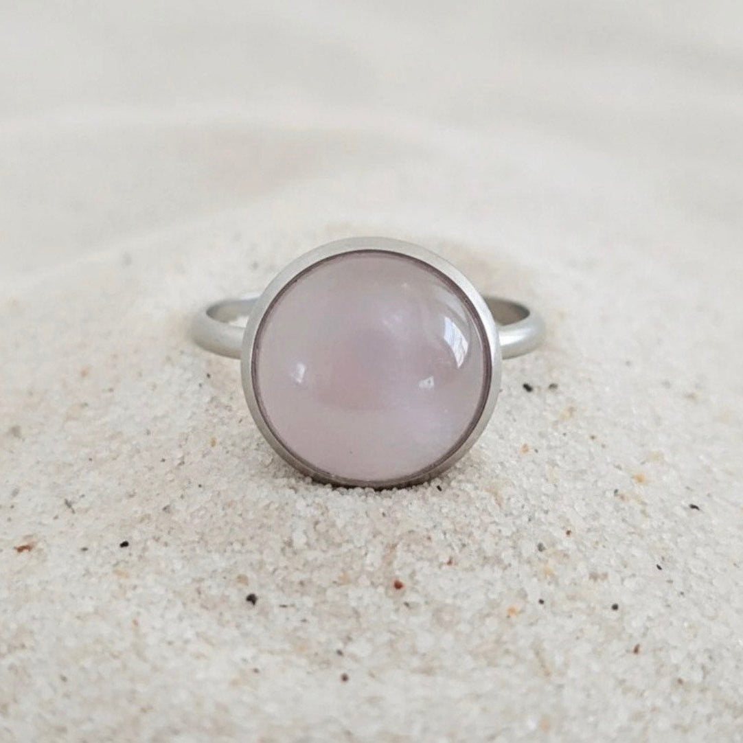 Collectie verstelbare ringen met ronde edelstenen van 12mm in zilver hypoallergeen roestvrij staal