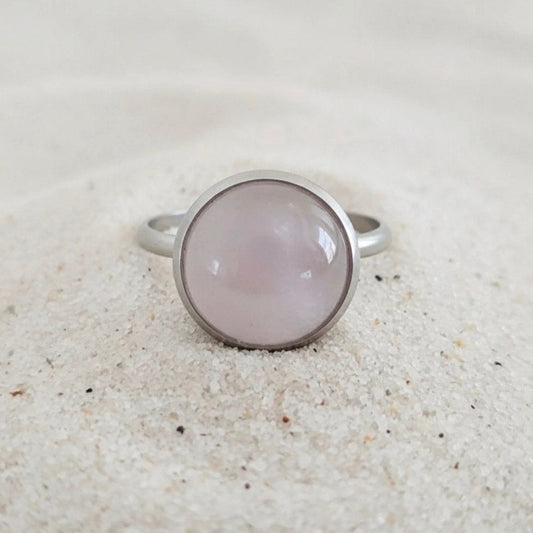 Collectie verstelbare ringen met ronde edelstenen van 12mm in zilver hypoallergeen roestvrij staal