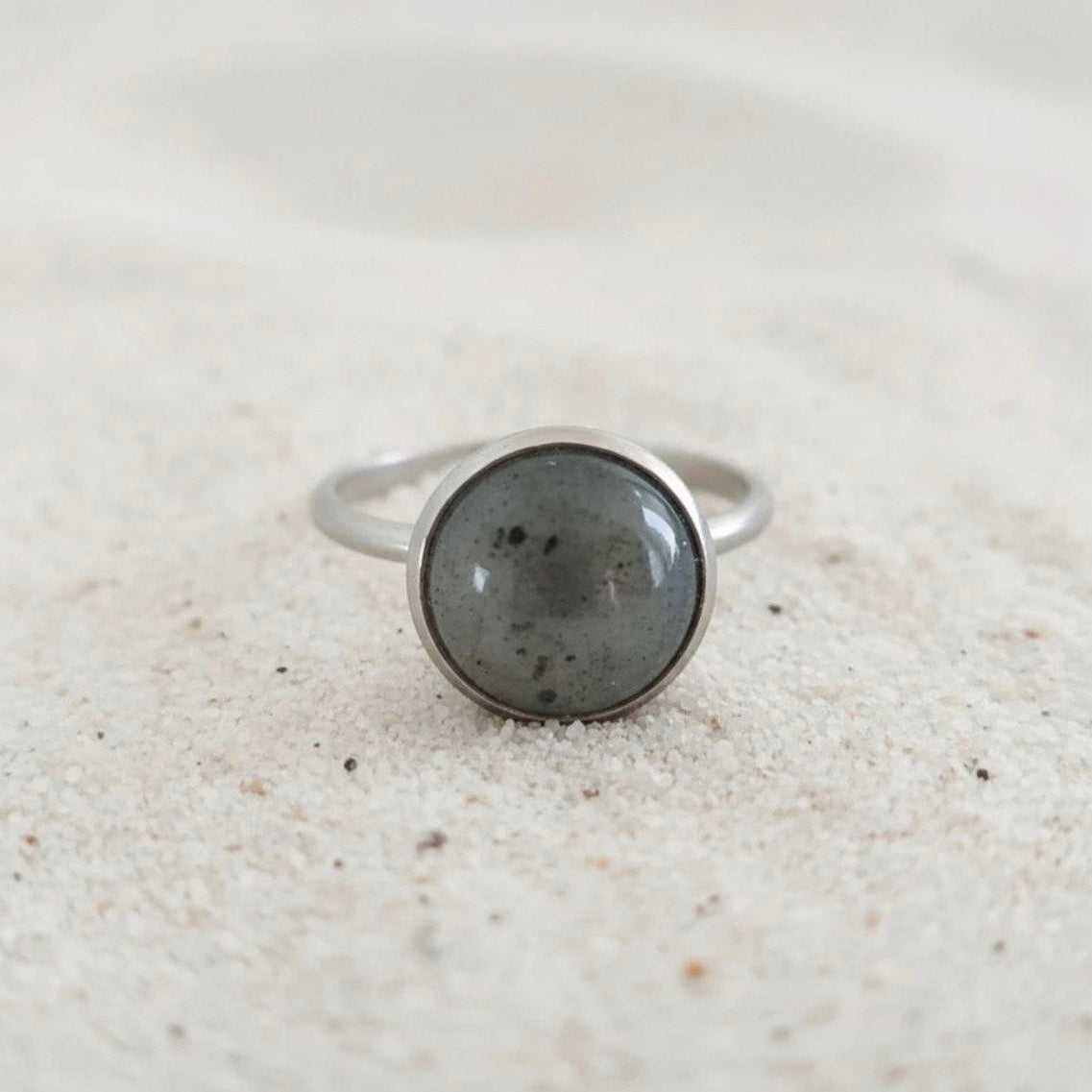 Collectie verstelbare ringen met ronde edelstenen van 12mm in zilver hypoallergeen roestvrij staal