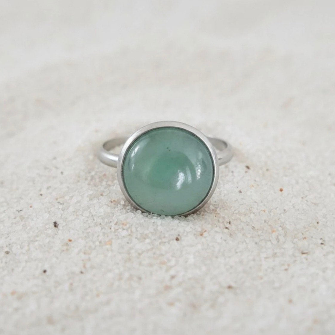 Collectie verstelbare ringen met ronde edelstenen van 12mm in zilver hypoallergeen roestvrij staal