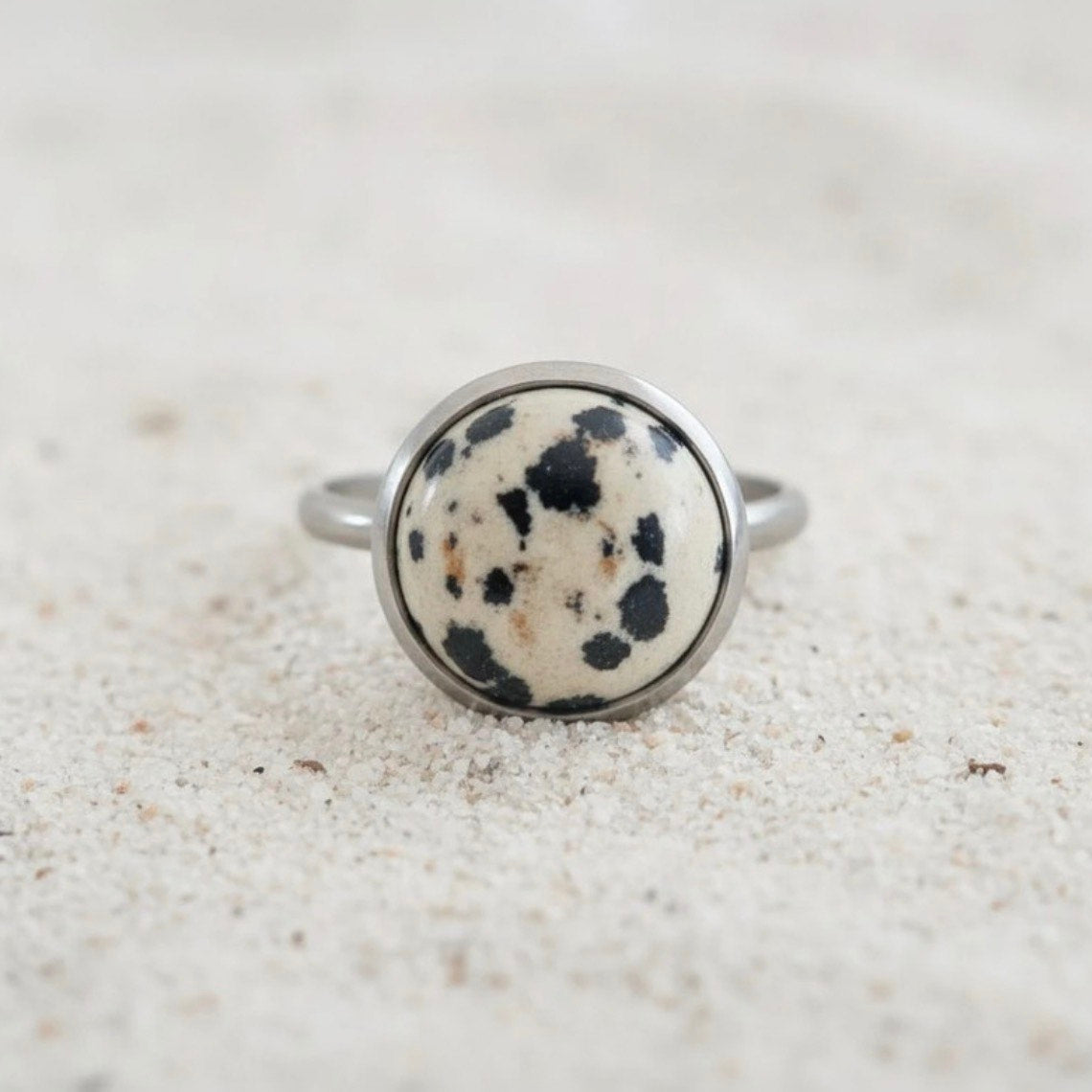 Collectie verstelbare ringen met ronde edelstenen van 12mm in zilver hypoallergeen roestvrij staal