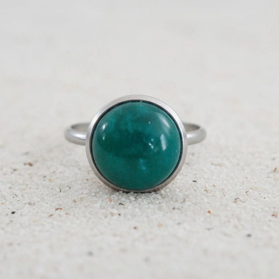 Collectie verstelbare ringen met ronde edelstenen van 12mm in zilver hypoallergeen roestvrij staal