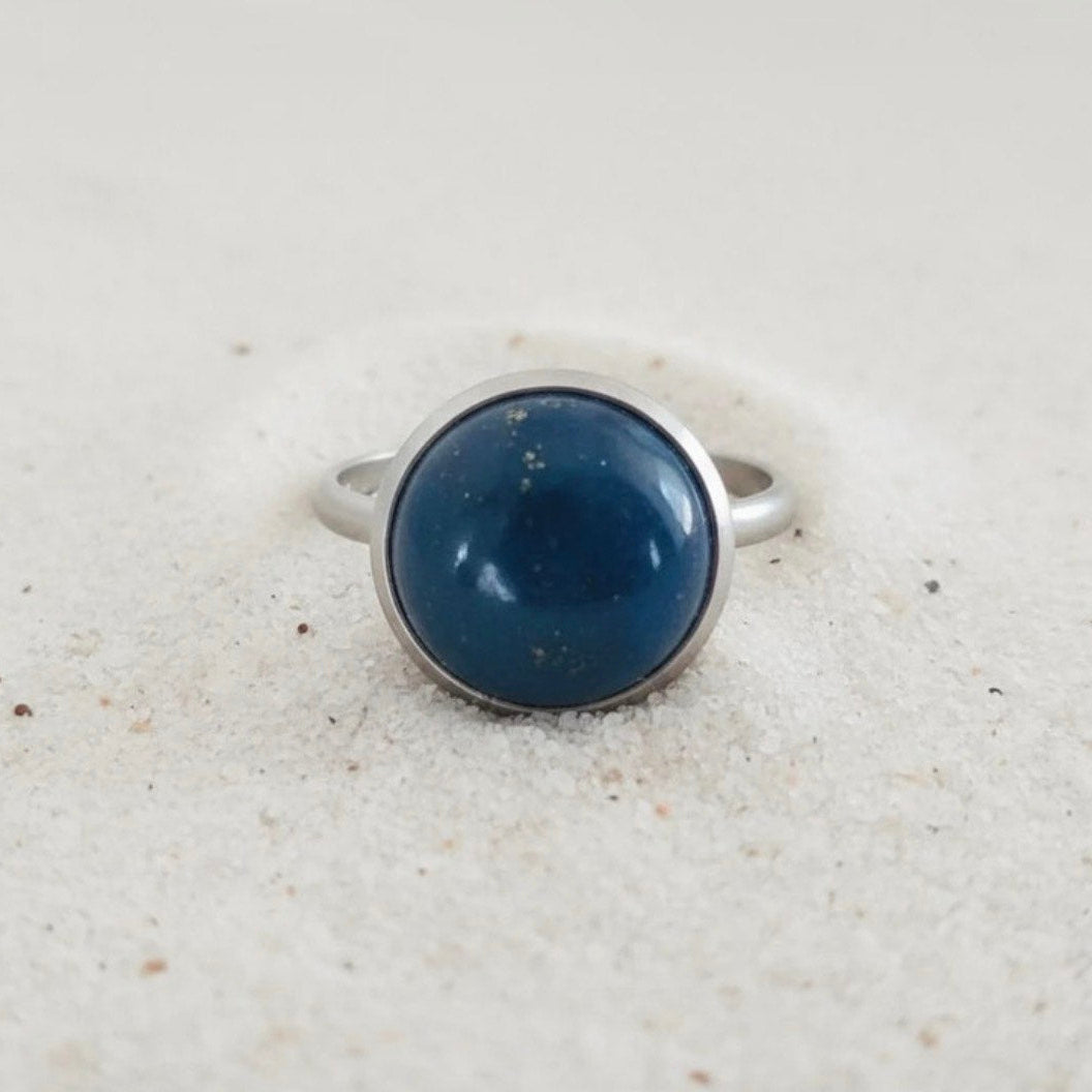 Collectie verstelbare ringen met ronde edelstenen van 12mm in zilver hypoallergeen roestvrij staal