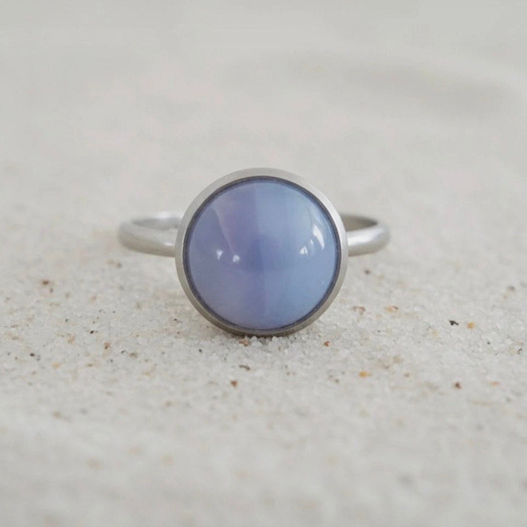 Collectie verstelbare ringen met ronde edelstenen van 12mm in zilver hypoallergeen roestvrij staal