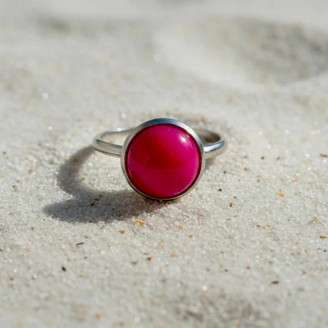 Collectie verstelbare ringen met ronde edelstenen van 10mm in zilver hypoallergeen roestvrij staal