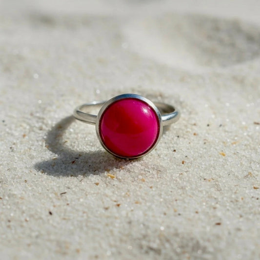 Collectie verstelbare ringen met ronde edelstenen van 10mm in zilver hypoallergeen roestvrij staal