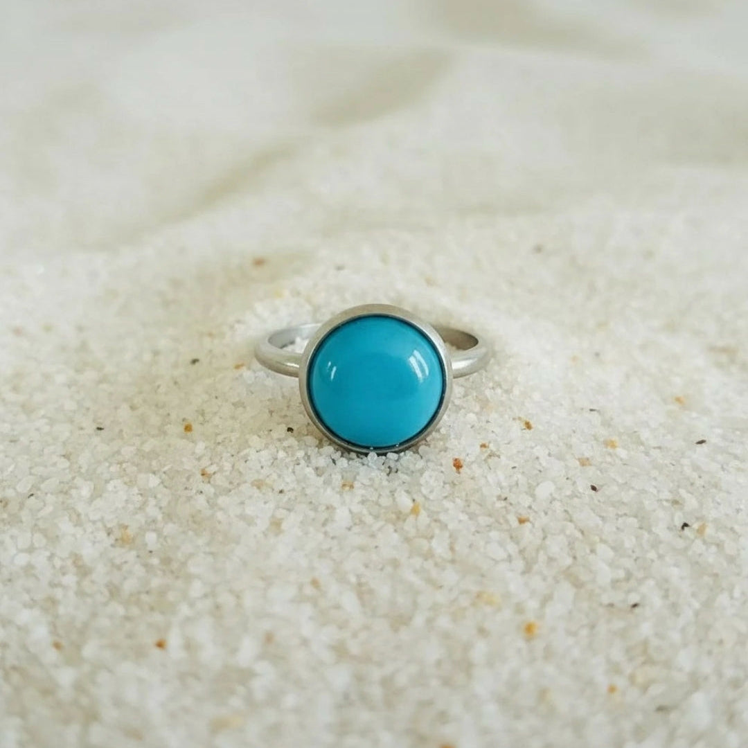 Collectie verstelbare ringen met ronde edelstenen van 10mm in zilver hypoallergeen roestvrij staal