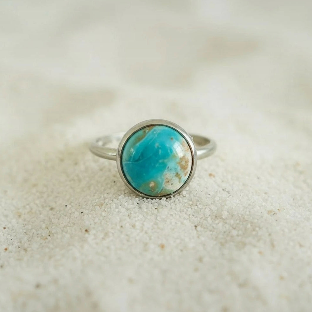 Collectie verstelbare ringen met ronde edelstenen van 10mm in zilver hypoallergeen roestvrij staal